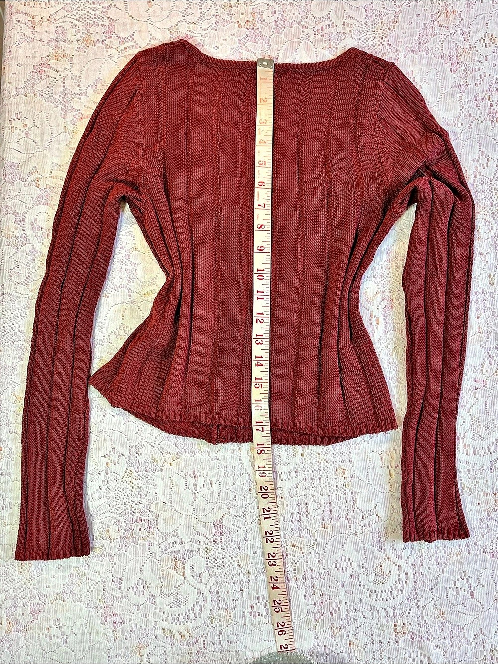 Kimchi Blue Button-Front Ribbed Cardigan Red Small NWT - Picture 3 of 7